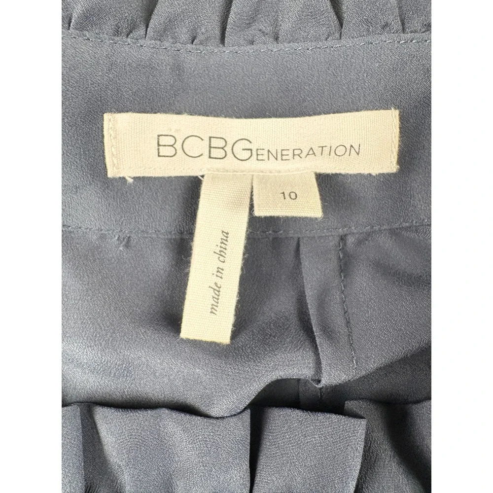 BCBGeneration Navy Blue Paperbag Waist Tie Tapered Crop Pants Womens 10